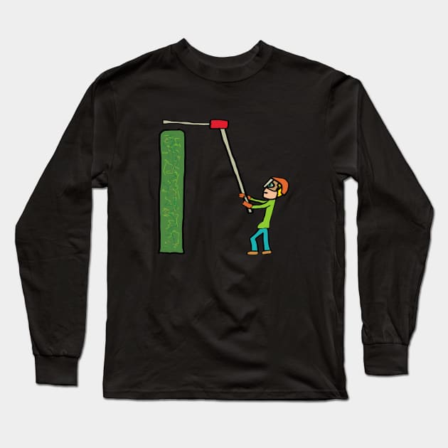 Hedge Trimming Long Sleeve T-Shirt by Mark Ewbie